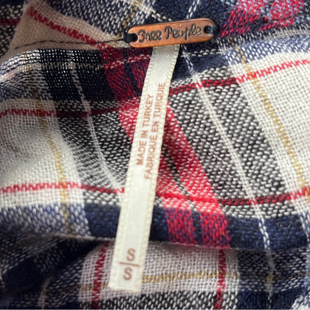 FREE PEOPLE Promise Everything Button Down Peplum Plaid Flannel Small - Picture 7 of 8